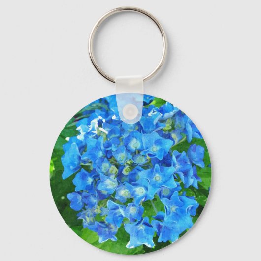 Blaue Hydrangea-Blume. Blumenfotografie. Schlüsselanhänger (Vorderseite)