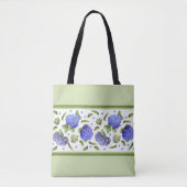 Blaue Hydrangea-Blume Botanisches Muster Tasche (Vorderseite)