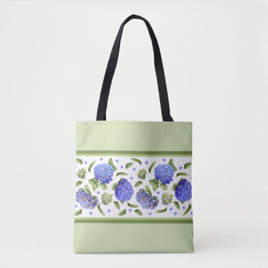Blaue Hydrangea-Blume Botanisches Muster Tasche (Vorderseite)