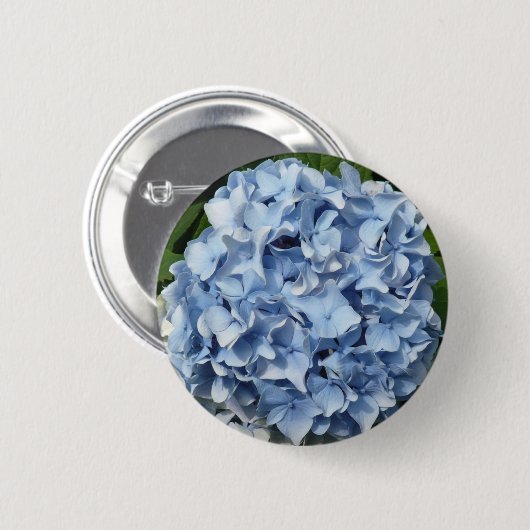 Blaue Hydrangea-Blume Button (Vorne & Hinten)