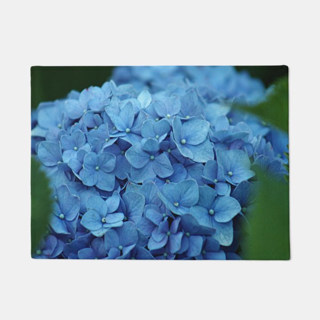 Blaue Hydrangea-Blume Fußmatte (Vorderseite)