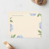 Blaue Hydrangea-Blume Gelbe, Custom Flat Mitteilungskarte (Vorderseite/Rückseite Beispiel)