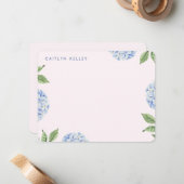 Blaue Hydrangea-Blume hellrosa, benutzerdefinierte Mitteilungskarte (Vorderseite/Rückseite Beispiel)