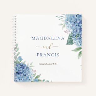 Blaue Hydrangea Blume Hochzeit Gästebuch Notizblock
