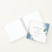 Blaue Hydrangea Blume Hochzeit Gästebuch Notizblock (Innenseite)