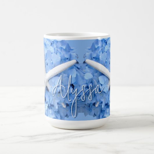 Blaue Hydrangea-Blume Kaffeetasse (Mittel)