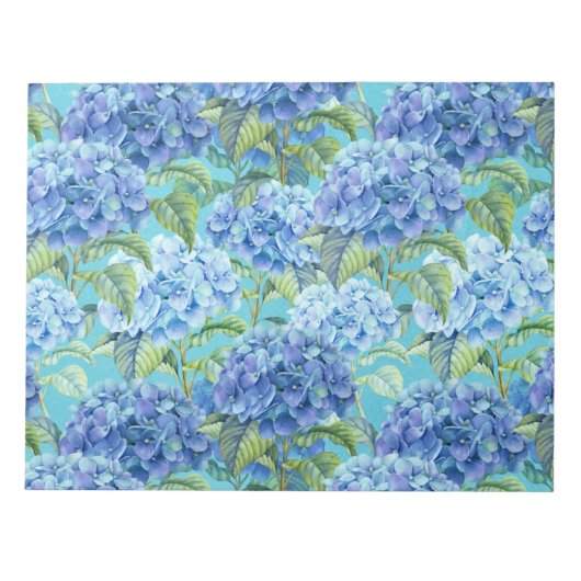 Blaue Hydrangea-Blume Notizblock (Vorderseite)