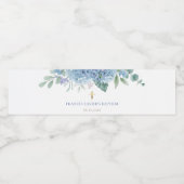 Blaue Hydrangea-Blume Taufe Wasserflaschenetikett (Einzelnes Label)