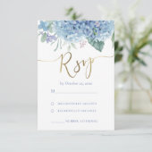 Blaue Hydrangea-Blume UAWG Hochzeit RSVP Karte (Stehend Vorderseite)
