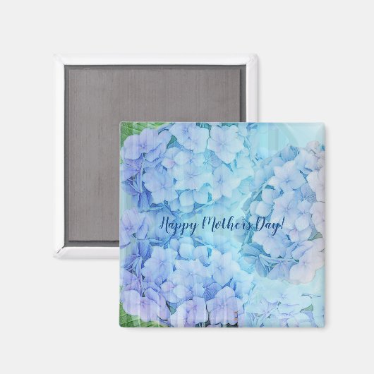 Blaue Hydrangea-Blume und Sondertext Magnet (Vorderseite/Rückseite)