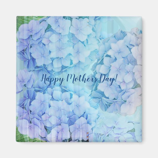 Blaue Hydrangea-Blume und Sondertext Magnet (Vorne)