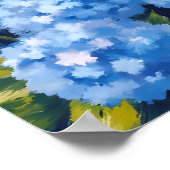 Blaue Hydrangea-Blume Wasserfarben Poster (Ecke)