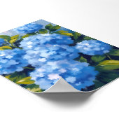 Blaue Hydrangea-Blume Wasserfarben Poster (Ecke)