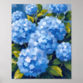Blaue Hydrangea-Blume Wasserfarben Poster (Vorne)