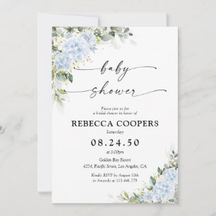 Blaue Hydrangea-Blumen-Baby-Shower-Einladung Einladung