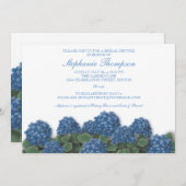 Blaue Hydrangea-Blumen-Brautparty-Einladung Einladung (Vorne/Hinten)