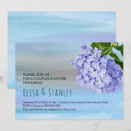 Blaue Hydrangea-Blüte Hochzeitspaare Dusche Einladung