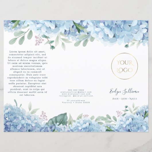 Blaue Hydrangea-Broschüre (Vorderseite)