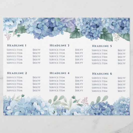 Blaue Hydrangea-Broschüre (Rückseite)