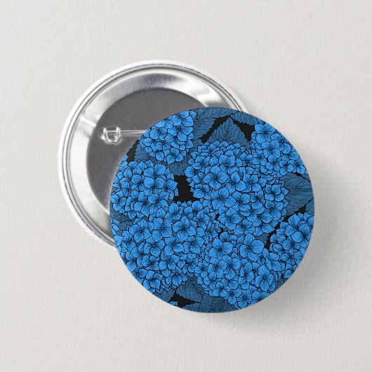 Blaue Hydrangea Button (Vorne & Hinten)