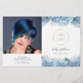 Blaue Hydrangea-Doppelbroschüre (Vorderseite)