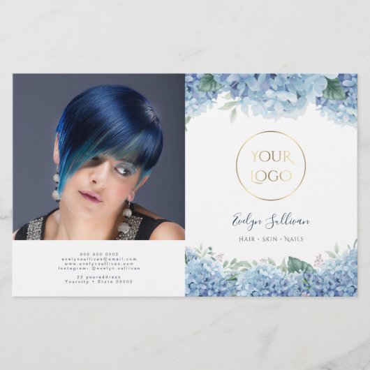 Blaue Hydrangea-Doppelbroschüre (Vorderseite)