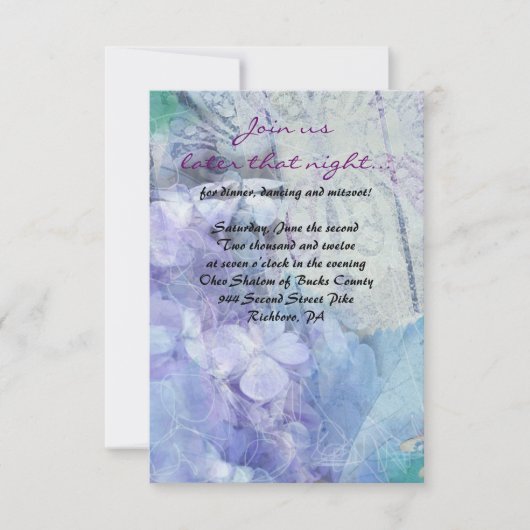 BLAUE HYDRANGEA & DRAGONFLY Bat Mitzvah Party Card Einladung (Vorderseite)