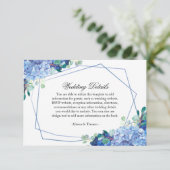 Blaue Hydrangea Eukalyptus Hochzeitskarte Begleitkarte (Stehend Vorderseite)