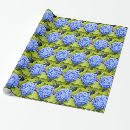 Blaue Hydrangea Geschenkpapier (Ungerollt)
