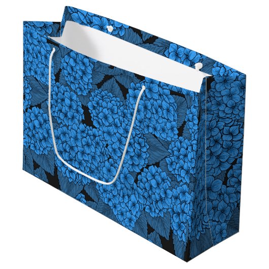 Blaue Hydrangea Große Geschenktüte (Vorderseite Schrägansicht)