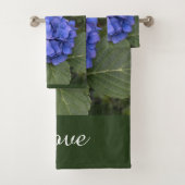 Blaue Hydrangea-grüne Blätter Badhandtuch Set (Insitu)
