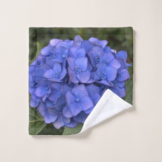 Blaue Hydrangea-grüne Blätter Badhandtuch Set (Waschlappen)