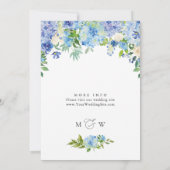 Blaue Hydrangea Grüne Wasserfarbe Brautparty Einladung (Rückseite)