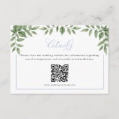 Blaue Hydrangea-Grüntöne Frame Horizontal QR-Code Begleitkarte (Vorderseite)