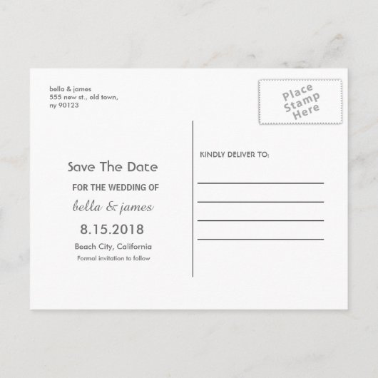 Blaue Hydrangea Hochzeit speichern das Datum Postk Ankündigungspostkarte (Rückseite)