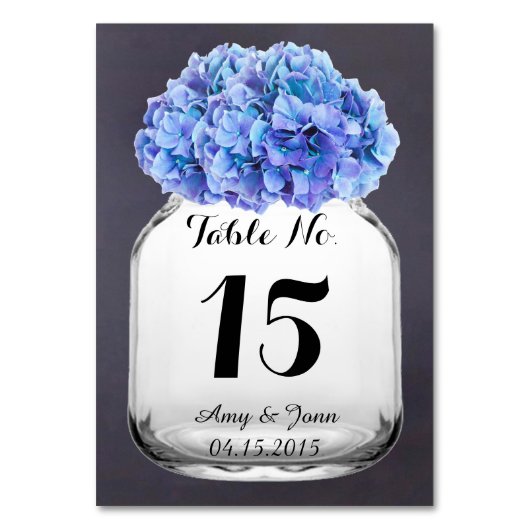 Blaue Hydrangea Hochzeit Tischnummern Hydrangea7 (Vorderseite)