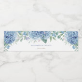 Blaue Hydrangea-Hochzeit Wasserflaschenetikett (Einzelnes Label)