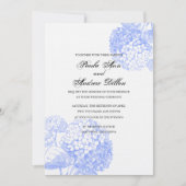 Blaue Hydrangea-Hochzeits-Einladung Einladung (Vorderseite)