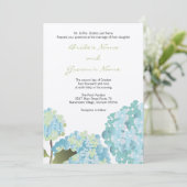 Blaue Hydrangea-Hochzeits-Einladung Einladung (Stehend Vorderseite)