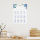 Blaue Hydrangea-Hochzeitskarte Poster (Küche)