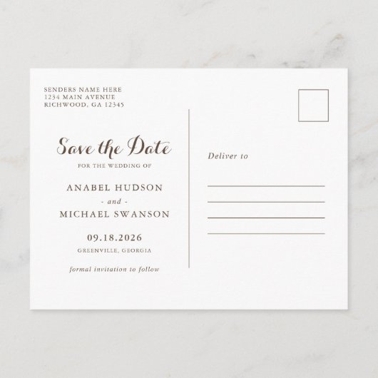 Blaue Hydrangea-Holzbalken Save the Date Ankündigungspostkarte (Rückseite)