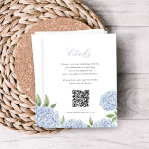 Blaue Hydrangea-Kalligrafie - Detail QR-Code Begleitkarte