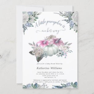 Blaue Hydrangea-Kürbis-Babydusche Einladung