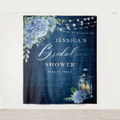 Blaue Hydrangea Laterne Brautparty Hintergrund Wandteppich (Vorderseite)