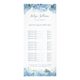 Blaue Hydrangea-Preisliste Werbekarte
