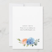 Blaue Hydrangea Rose Perlen & Prosecco Einladung (Rückseite)