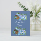 BLAUE HYDRANGEA Save the Date Ankündigungspostkarte (Stehend Vorderseite)