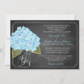 Blaue Hydrangea-Tafel Rustikale Hochzeit Einladung (Vorderseite)
