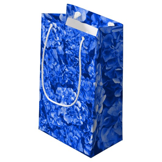 Blaue Hydrangea-Tasche Kleine Geschenktüte (Rückseite Schrägansicht)
