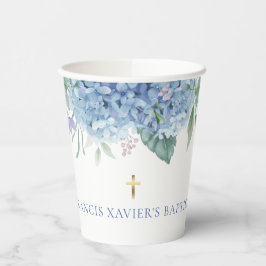 Blaue Hydrangea Taufe Pappbecher